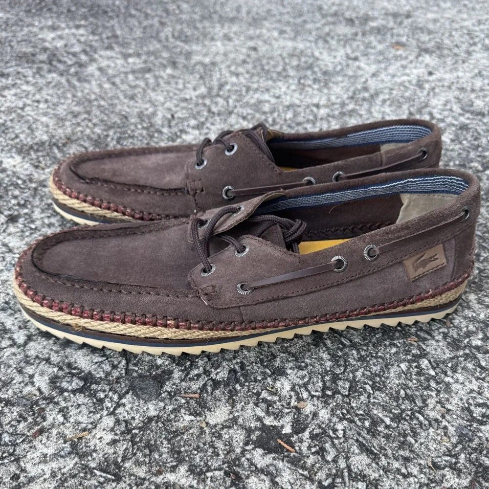 Lacoste Sauville Boat Shoes Men's Sz 10.5 (EU 44) Brown